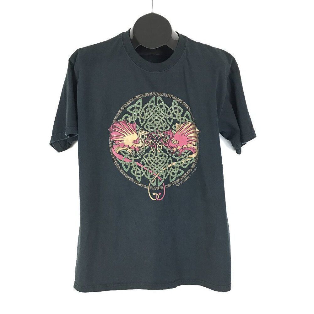 Vintage Keltic Designs By Jen Delyth Graphic T-Shirt Men's Large Dragons 1990s